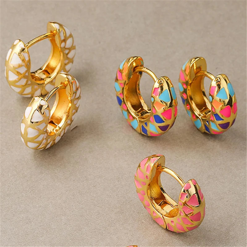 Colorful Enamel Hoop Earrings – 18K Gold Plated | Bold, Fun &amp; Stylish