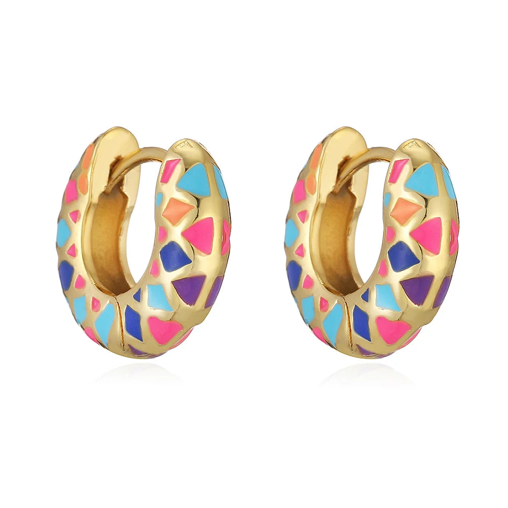 Colorful Enamel Hoop Earrings – 18K Gold Plated | Bold, Fun &amp; Stylish