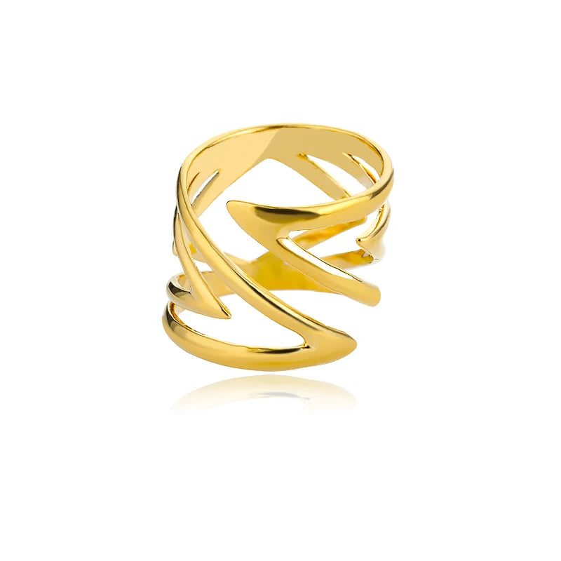 “Sculpted Wave Statement Ring”