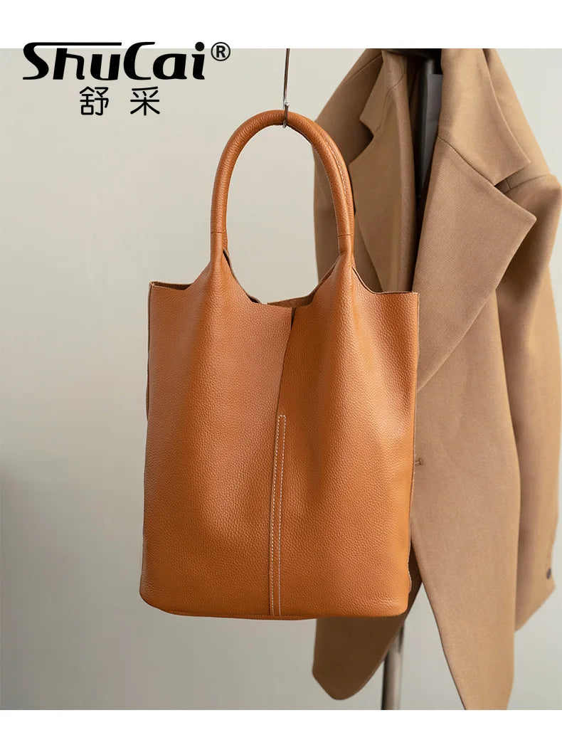 Cleo Luxe Leather Tote — Timeless Minimal Elegance