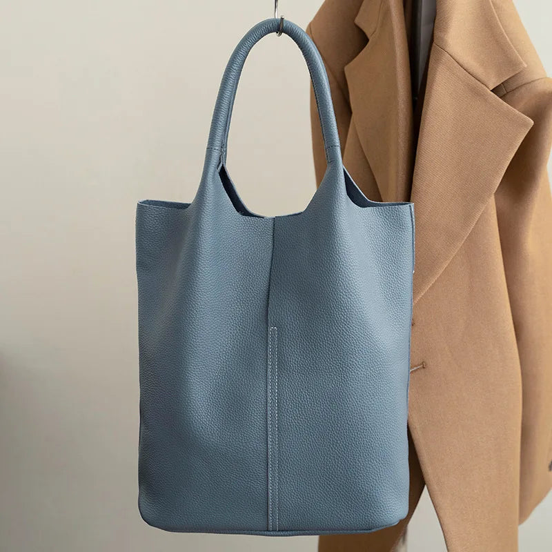 Cleo Luxe Leather Tote — Timeless Minimal Elegance