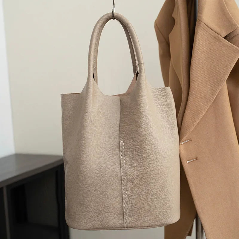 Cleo Luxe Leather Tote — Timeless Minimal Elegance