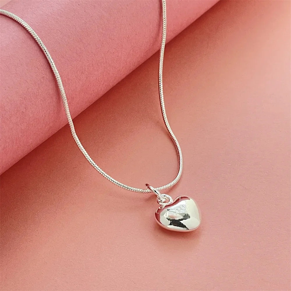 ilver Heart Charm Necklace