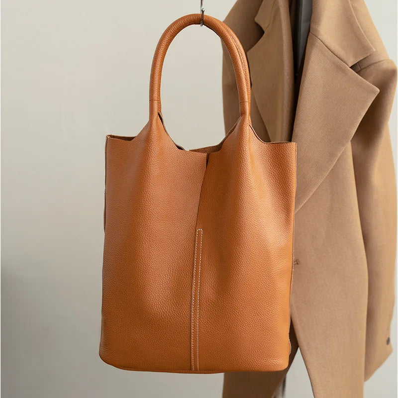 Cleo Luxe Leather Tote — Timeless Minimal Elegance